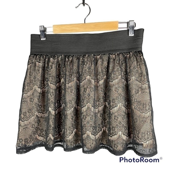 Lily Rose Black Lace Mini Skirt - Picture 1 of 9